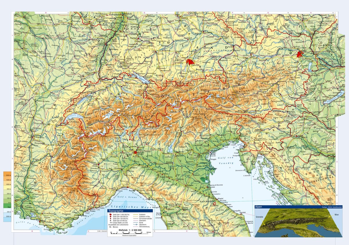 топографска карта Аустрије
