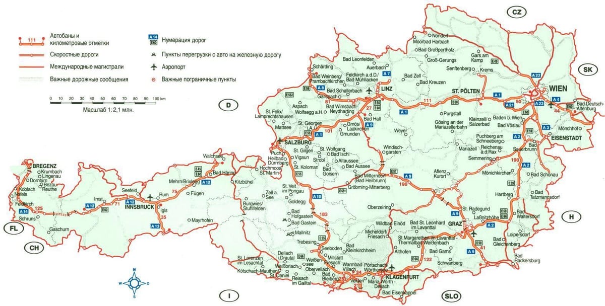 Аустрија карта путовања