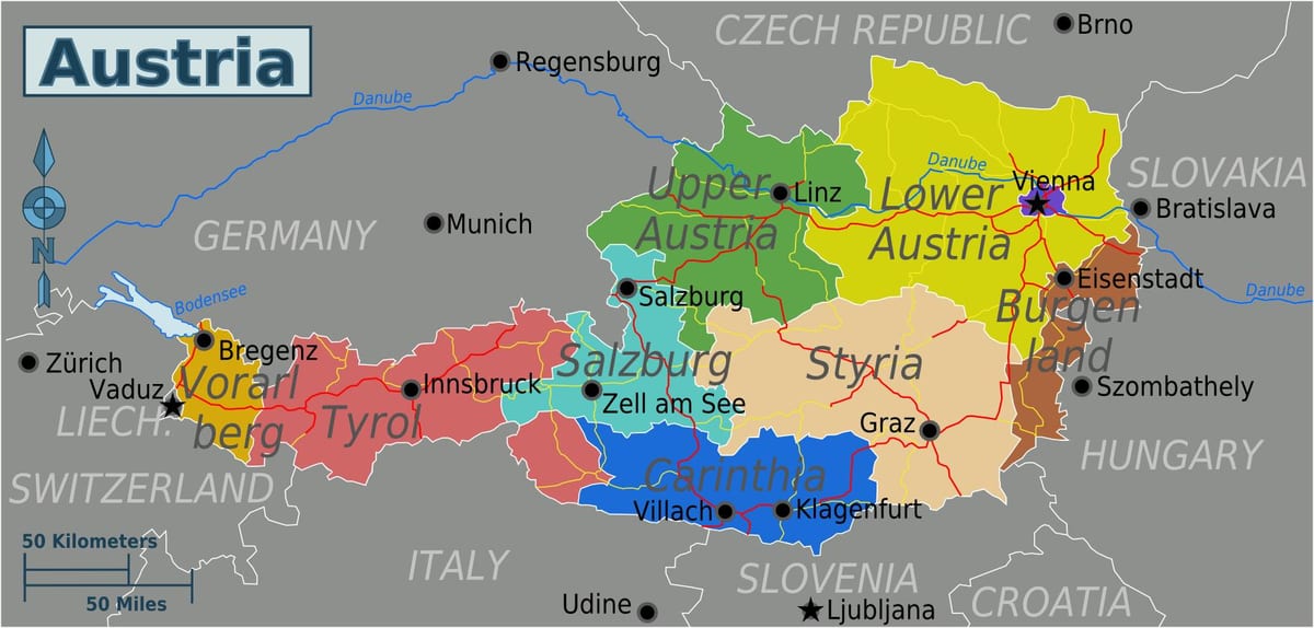 карта Аустрије