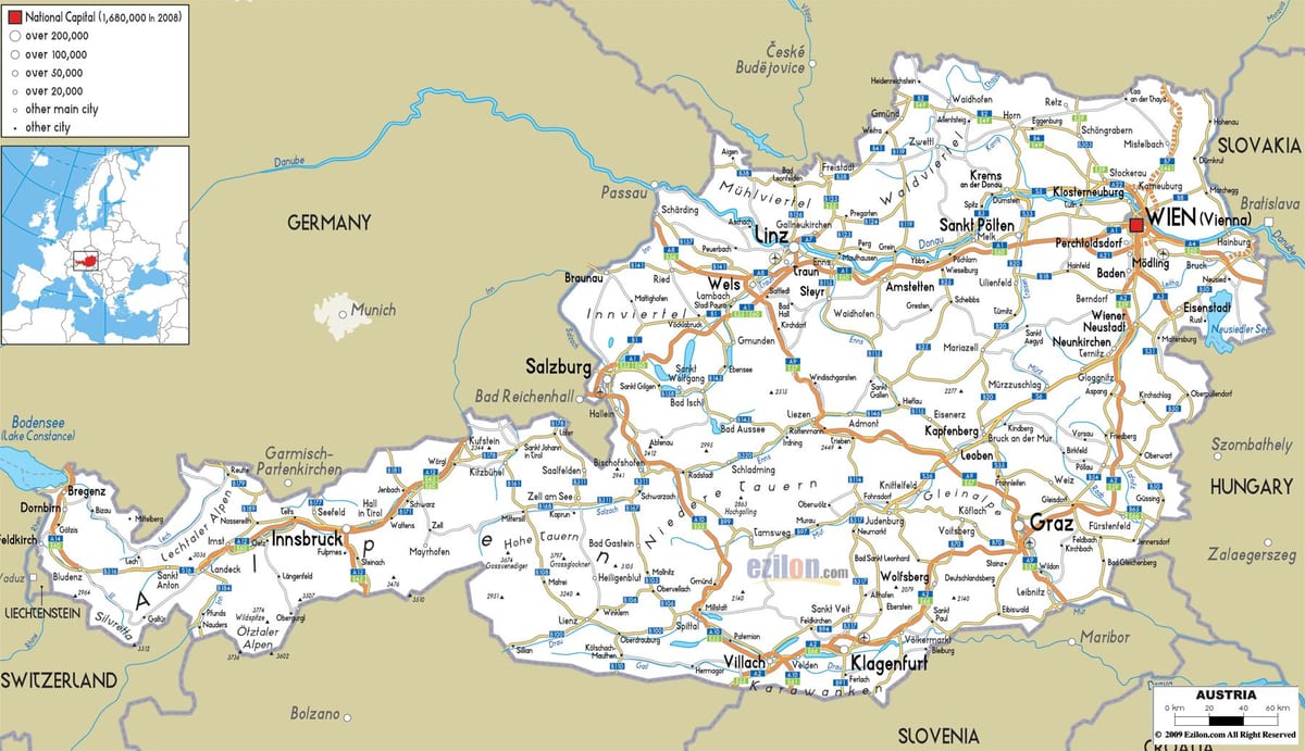 карта аустријске пут