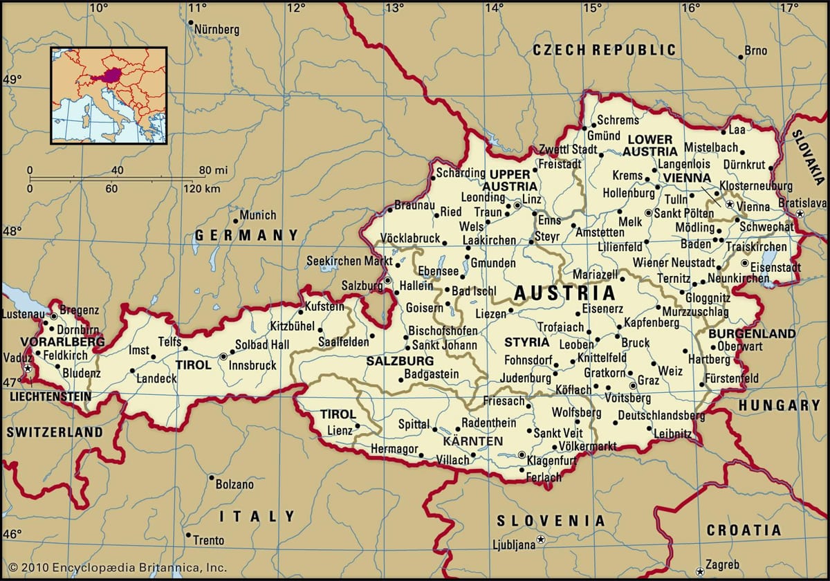 карта браве у Аустрији