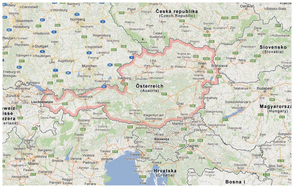 аустријске границе мапи