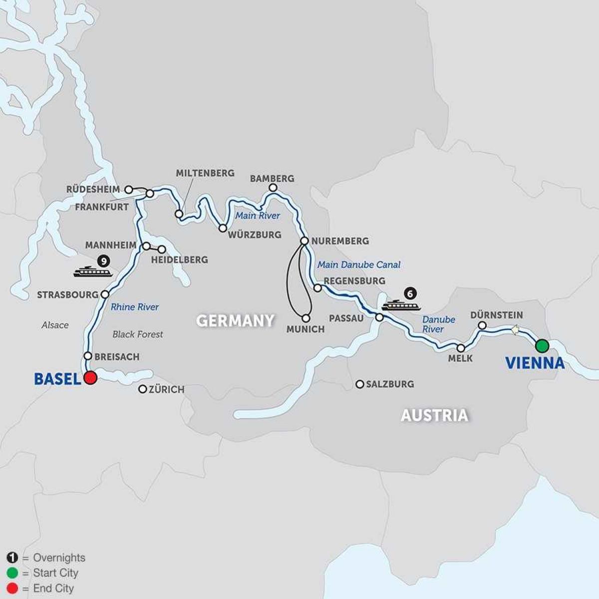 карта реке Аустрији 
