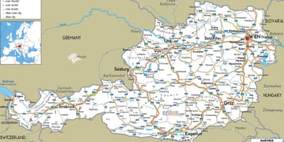 Детаљна карта Аустрије са градовима