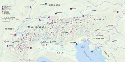 Карта Аустрије скијалишта, аеродроми